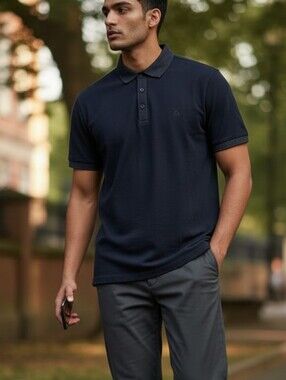 Marc Asher Men's Navy Polo Shirt - Classic Short Sleeve